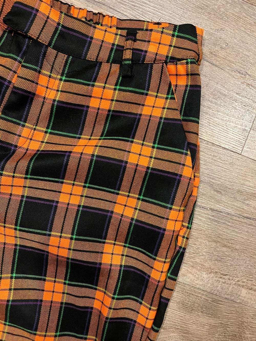 Hot Topic Black & Orange Plaid Trousers Size L - Picture 5 of 10